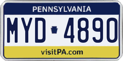 PA license plate MYD4890