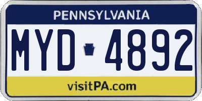 PA license plate MYD4892
