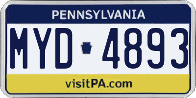 PA license plate MYD4893