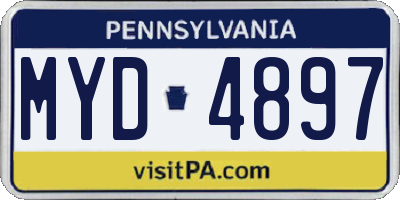 PA license plate MYD4897