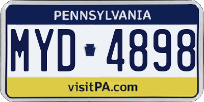 PA license plate MYD4898