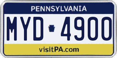 PA license plate MYD4900