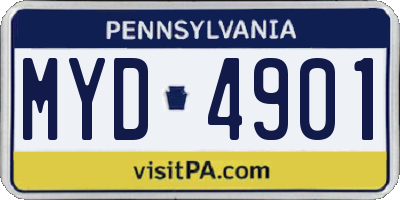 PA license plate MYD4901