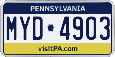 PA license plate MYD4903
