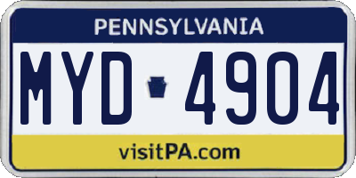 PA license plate MYD4904
