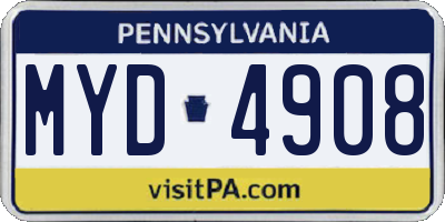 PA license plate MYD4908