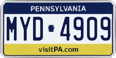PA license plate MYD4909