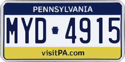 PA license plate MYD4915