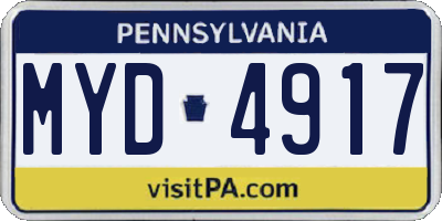 PA license plate MYD4917