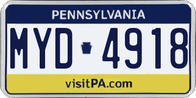 PA license plate MYD4918