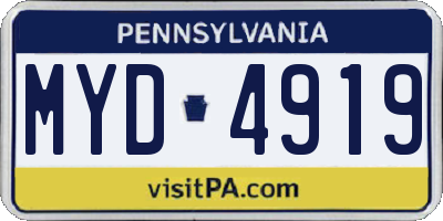 PA license plate MYD4919