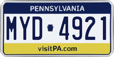 PA license plate MYD4921