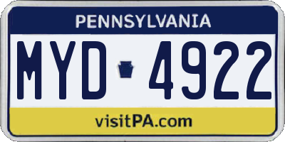 PA license plate MYD4922