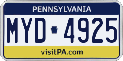 PA license plate MYD4925