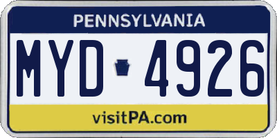 PA license plate MYD4926