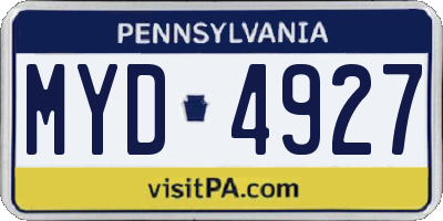 PA license plate MYD4927