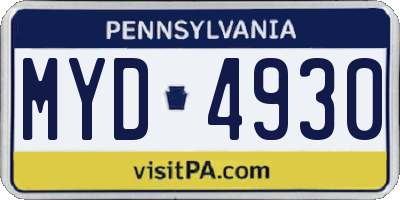 PA license plate MYD4930