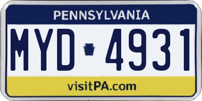 PA license plate MYD4931