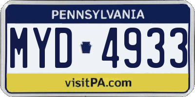 PA license plate MYD4933