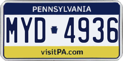 PA license plate MYD4936