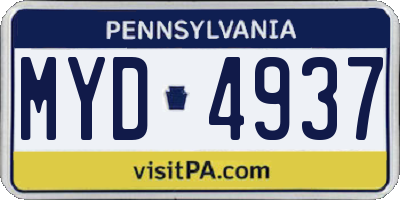 PA license plate MYD4937