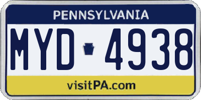 PA license plate MYD4938