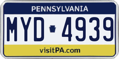 PA license plate MYD4939