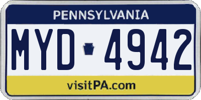 PA license plate MYD4942