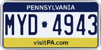 PA license plate MYD4943