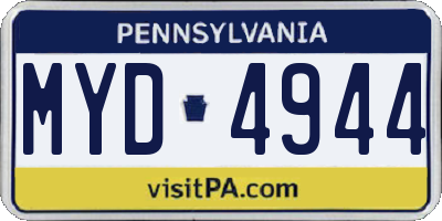 PA license plate MYD4944