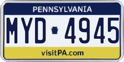 PA license plate MYD4945