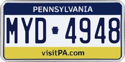 PA license plate MYD4948