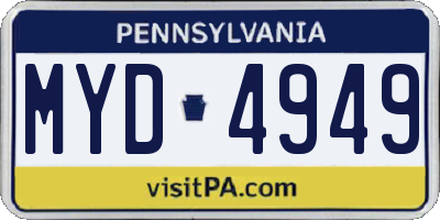 PA license plate MYD4949