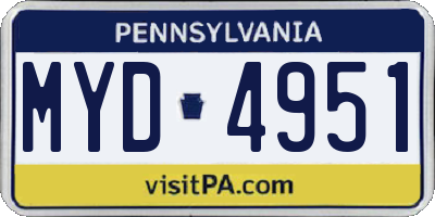 PA license plate MYD4951