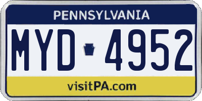 PA license plate MYD4952