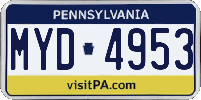 PA license plate MYD4953