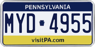 PA license plate MYD4955