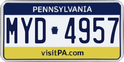 PA license plate MYD4957