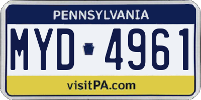 PA license plate MYD4961