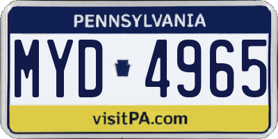 PA license plate MYD4965