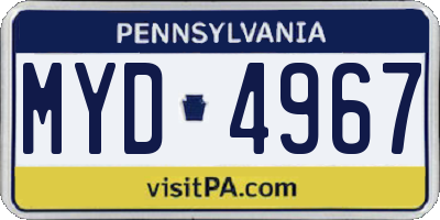 PA license plate MYD4967