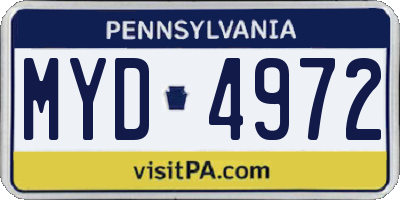 PA license plate MYD4972