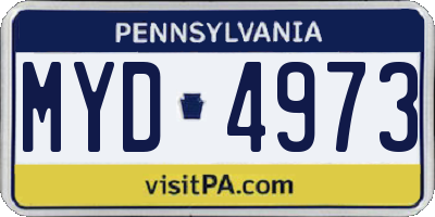 PA license plate MYD4973