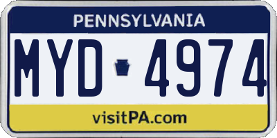 PA license plate MYD4974