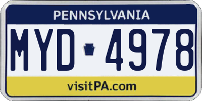 PA license plate MYD4978