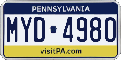 PA license plate MYD4980