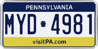 PA license plate MYD4981