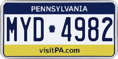 PA license plate MYD4982