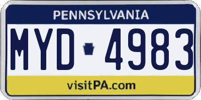 PA license plate MYD4983