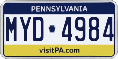 PA license plate MYD4984